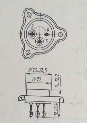 Корпусное исполнение транзистора КТ805А, КТ805Б
